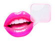 © Elena - Glossy pink lips with shiny blank 3d speech bubble isolated on transparent background