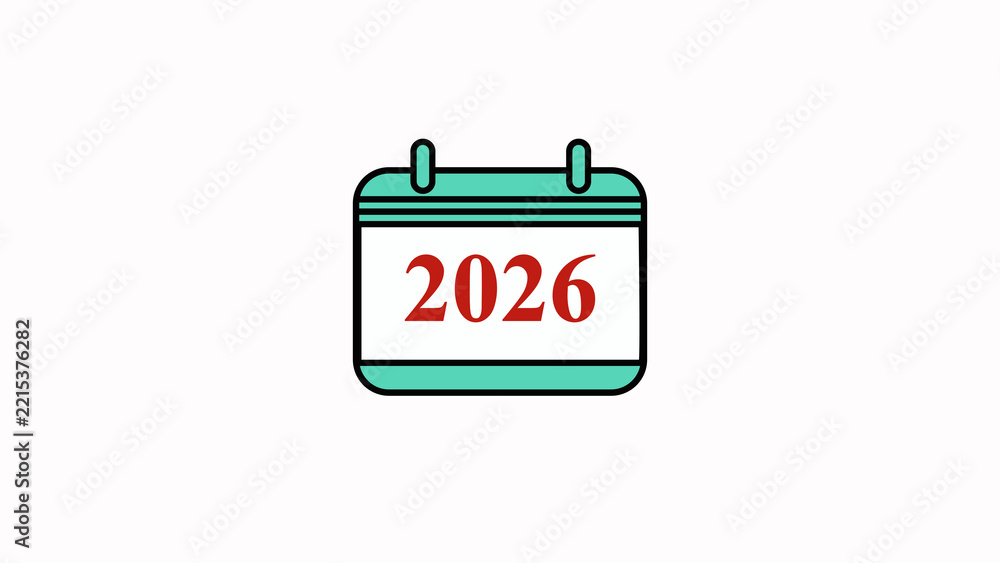 Illustration Stock Calendar 2026 icon highlights upcoming yearly ...