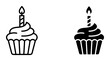© Sohag - Birthday cupcake icons set with candle for party invitation, card and bakery design