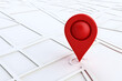 © Prasanth - Red circular icon on a map, used as a pointer or destination mark in GPS navigation