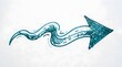 © Saba - Hand Drawn Blue Wavy Arrow Pointing Right to Represent Progress, Direction, and Business Growth