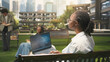 © DC Studio - IT engineering student uses AI and binary code on a laptop, working with programming language, deep learning and neural networks during solo study on campus.