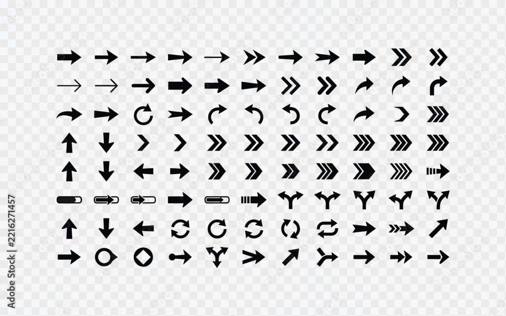 Pfad Design Stock-Vektorgrafik „Large set of various arrow icons including straight ...