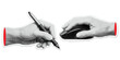 © Vladislav - Halftone pop art hands sticker set using computer mouse and holding digital stylus pen