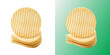 © DesignFlenock - Crispy ridged potato chips stacked isolated on white studio