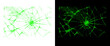 © Creative Element - Broken glass texture overlay, neon green cracked screen background, shattered windshield effect set on black and white