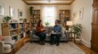 © ovan - Therapist and patient talking in a cozy office setting.