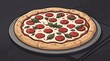 © MdAtiqur - A mouthwatering pepperoni pizza featuring a beautifully golden crust and vibrant fresh basil leaves on a dark backdrop