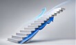 © YiuCheung - Staircase with blue arrows symbolizing upward progress and ambition toward success.