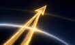 © YiuCheung - Golden arrow soars above Earth, symbolizing upward progress and ambition against the dark sky.