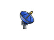 © Dian Rose - Blue Satellite Dish With Signal Receiver Arm And Support Pedestal Isolated Vector Illustration