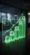 © CaptureCollabStudios - Real estate market growth concept with glass houses on glowing green financial bar chart and upward arrow