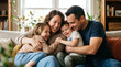 © Lua - Happy Family Embracing on Sofa Sharing Laughter and Joyful Moments