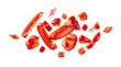 © abdur - Falling sliced red bell pepper pieces isolated on PNG transparent background