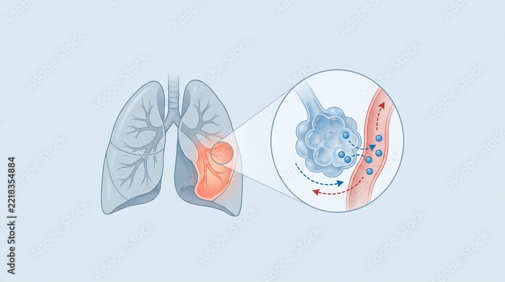 Medical Human Chart Stock-Illustration „Medical diagram of human lungs showing gas exchange ...