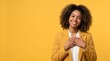 © ranga - Grateful Smiling Woman with Hands on Chest