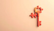 © Bernd Schmidt - Key formed from bright interlocking puzzle pieces in clean playful minimal studio scene generative AI
