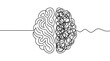 © Noor - Abstract line art of a brain showing organized with structured orderly other single continuous black one side structured