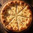 © Pete - Top view of traditional Georgian khachapuri cheese bread. Sliced round pastry with melted cheese, golden crust on wooden board. Homemade ethnic meal served for lunch dinner. Tasty warm snack from
