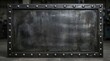 © graphicview35 - A rectangular industrial metal plate with a riveted frame border, featuring a brushed steel surface texture