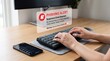 © Jie - Holographic phishing alert warning floating above keyboard, suspicious email detection notification, cybersecurity threat protection, internet safety awareness, anti-fraud system
