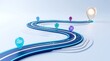 © CuteBee - Abstract path with glowing location pin markers symbolizing navigation and digital connectivity in a modern 3D rendered concept for logistics and journey planning applications