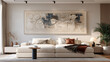 © Generative AI - Modern living room interior featuring large abstract art