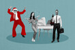 © deagreez - Composite 3D collage trend design of computer monitor office young msn lady stand santa dance spirit december winter noel celebration