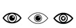 © MOMINUL - Eye icon set, minimalist vector graphic symbols of human vision, sight, and observation, isolated on white background for web and mobile interface