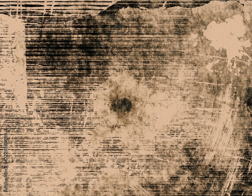 Distressed vintage paper texture with horizontal ink lines, aged grunge ...
