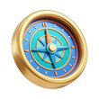 © EllingtonXstock - 3D golden compass with blue dial, navigation and travel concept render