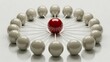 © Vector Art - Central red sphere connected to surrounding white spheres representing leadership, networking and organizational structure