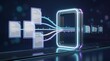 © CuteBee - Digital document processing workflow with glowing holographic files moving into central data server container for automated information management and cloud storage optimization 3d render
