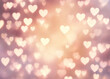 © Agil - Glowing heart shaped lights form dreamy pink and peach bokeh pattern. Soft focus hearts surround bright central glow, creating tender romantic backdrop for cards and celebration designs.