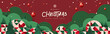 © bokmok - Christmas banner background with typography, red ornaments, hanging balls, festive pattern, modern layout, holiday theme, celebration graphics, printable poster, digital template, xmas decoration.