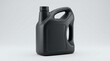 © GlobalFrame Studio - Black plastic bottle for motor oil or chemical liquid with a sturdy handle for easy pouring storage. plastic oil jug