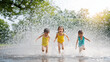© sabyna75 - Joyful asian children playing in splashing water outdoors on a sunny day