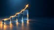 © Bintu Amir - Ascending financial growth bar chart with glowing golden arrow representing corporate wealth management and investment success