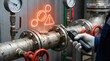 © Gibster - Gas leak detection systems with emergency alert and maintenance service being performed on industrial pipeline equipment
