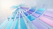 © CuteBee - Dynamic circular array of glass panels representing a data cycle and information flow in a bright minimalist environment for corporate technology presentations