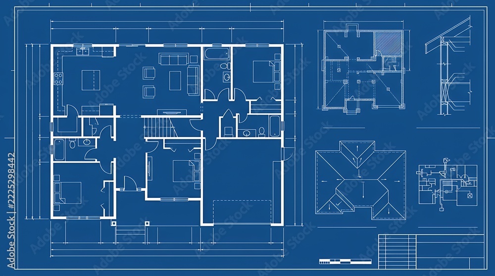 Stock-Foto „Architectural floor plan blueprint technical drawing ...