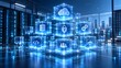© Yusuf studio - Cloud computing architecture and server database management represented by interconnected glowing digital icon cubes