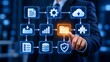 © mansyurpasara - Automated Document Workflow and Cloud Integration Diagram with Businessperson Selecting a Digital Folder