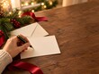 © Grunte - Hands writing on blank holiday card with green pen