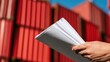 © Best - A shipping document held by hands represents global commerce, freight records, customs procedures, supply chain operations, and organized transportation services.