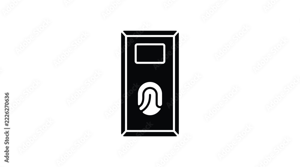 Digital access control panel icon with fingerprint scanner on white ...