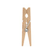 © Vova7 - Single wooden clothespin with metal spring isolated against a solid black background