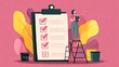 © official - Achieve ambitious goals with a detailed checklist, symbolizing progress and successful project completion in a vibrant, modern artistic style