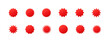 © sotejarts - Red gradient starburst sale badges set, blank discount price tags and promotional sunburst stickers with different rays for retail shopping and marketing offers, PNG.