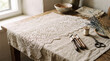 © Marina - heritage handicraft concept featuring intricate lace and wooden bobbins
